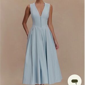 Meshki Elegant Sky Blue Midi Dress
